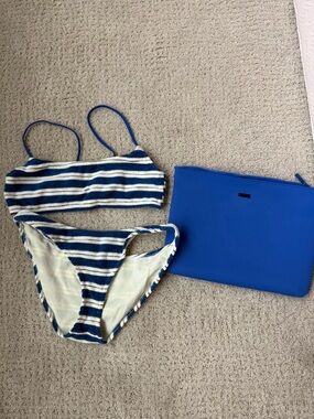 triangl swimwear Blue and White Striped Bikini Set